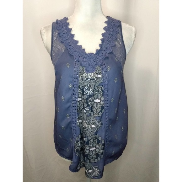 Clover & Scout v-neck blue tank top - Picture 1 of 6
